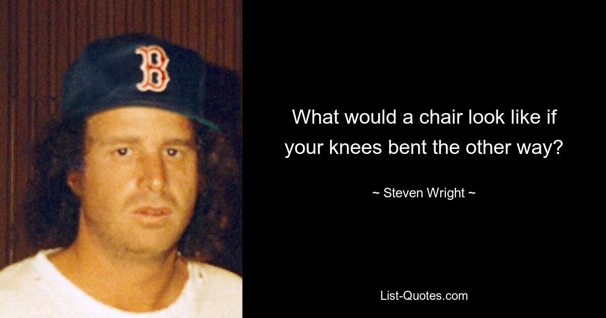 What would a chair look like if your knees bent the other way? — © Steven Wright