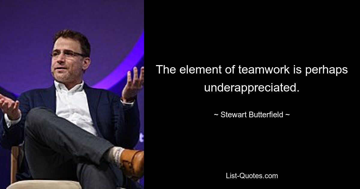 The element of teamwork is perhaps underappreciated. — © Stewart Butterfield