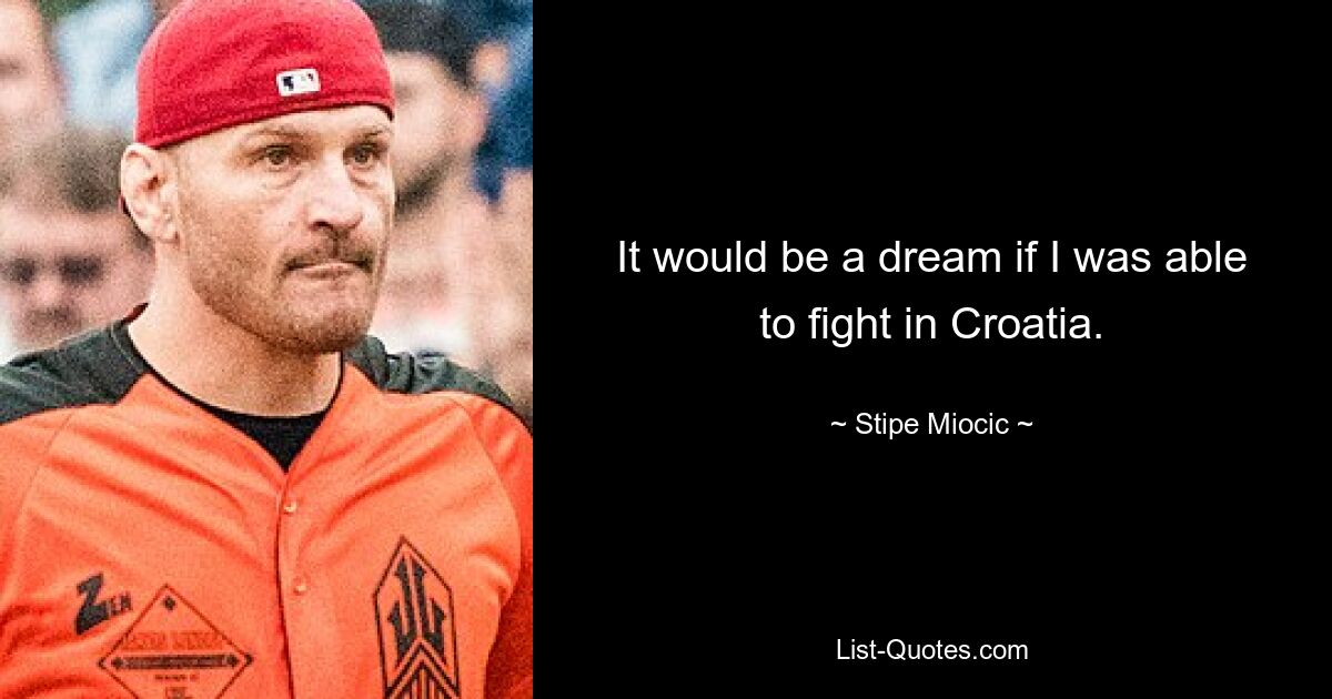 It would be a dream if I was able to fight in Croatia. — © Stipe Miocic