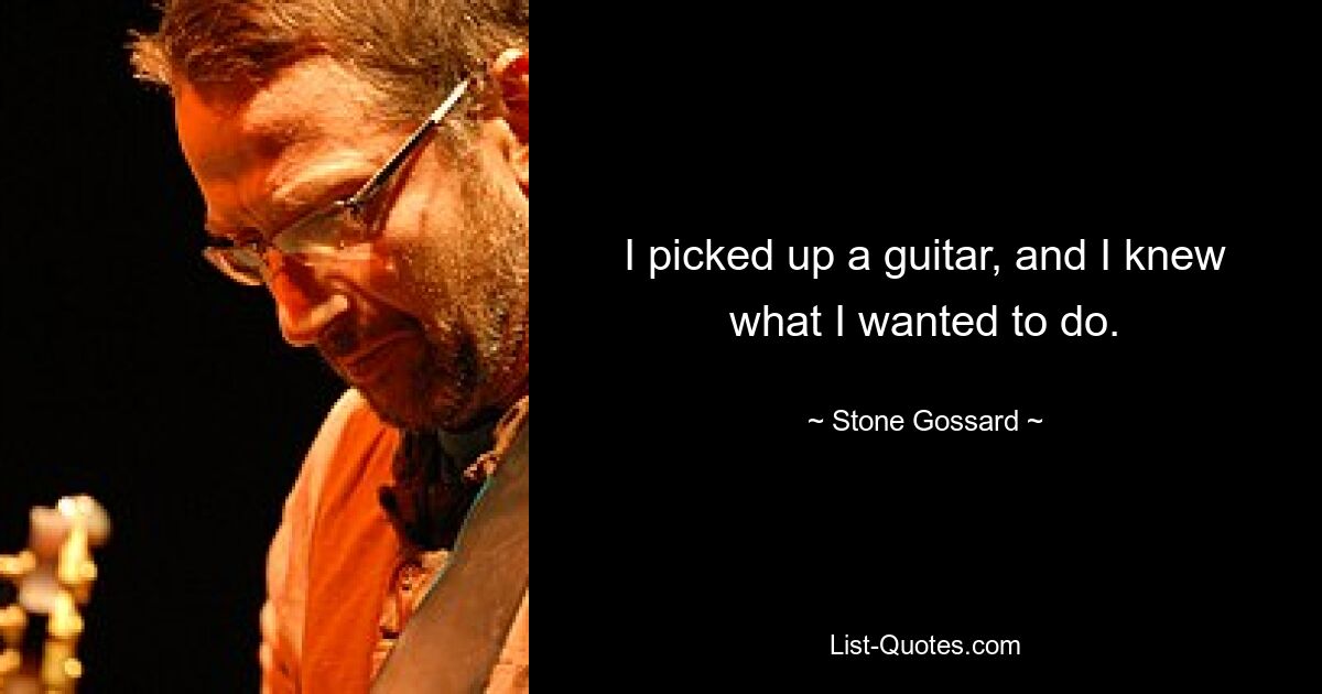 I picked up a guitar, and I knew what I wanted to do. — © Stone Gossard