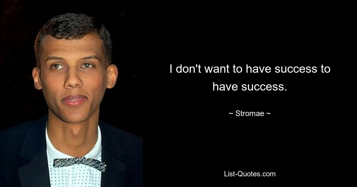 I don't want to have success to have success. — © Stromae