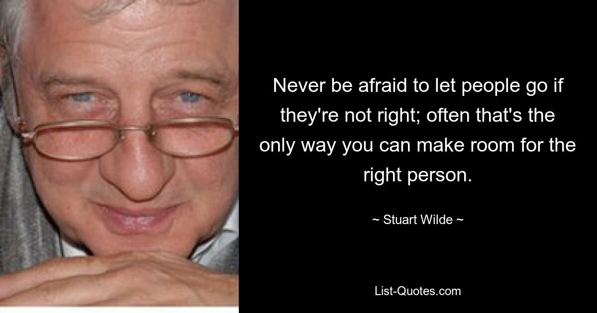 Никогда не бойтесь отпускать людей, если они не правы; часто это единственный способ освободить место для нужного человека. — © Стюарт Уайльд