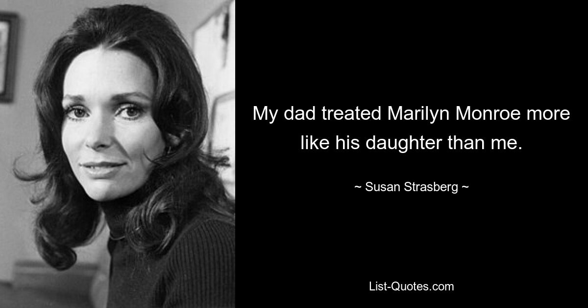 My dad treated Marilyn Monroe more like his daughter than me. — © Susan Strasberg