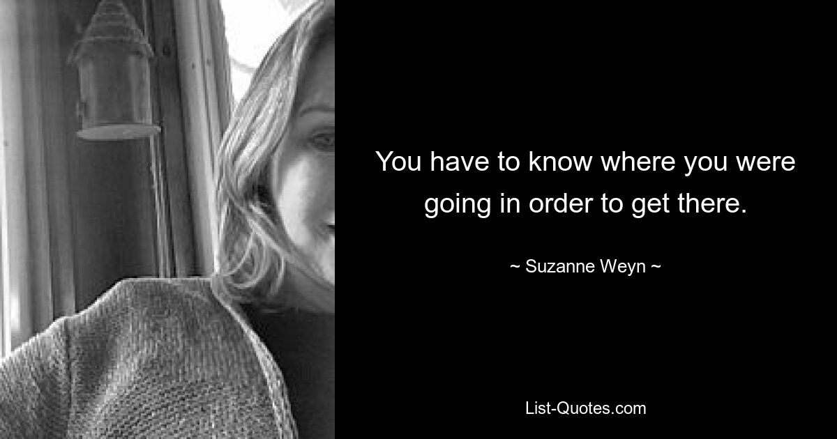 You have to know where you were going in order to get there. — © Suzanne Weyn