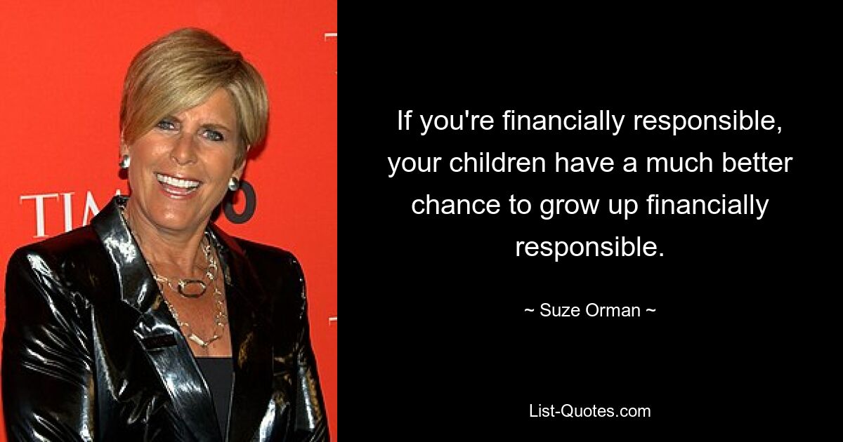 If you're financially responsible, your children have a much better chance to grow up financially responsible. — © Suze Orman