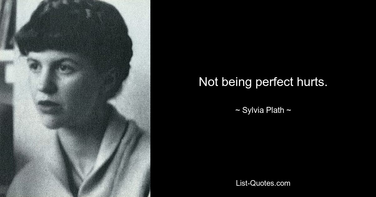 Not being perfect hurts. — © Sylvia Plath