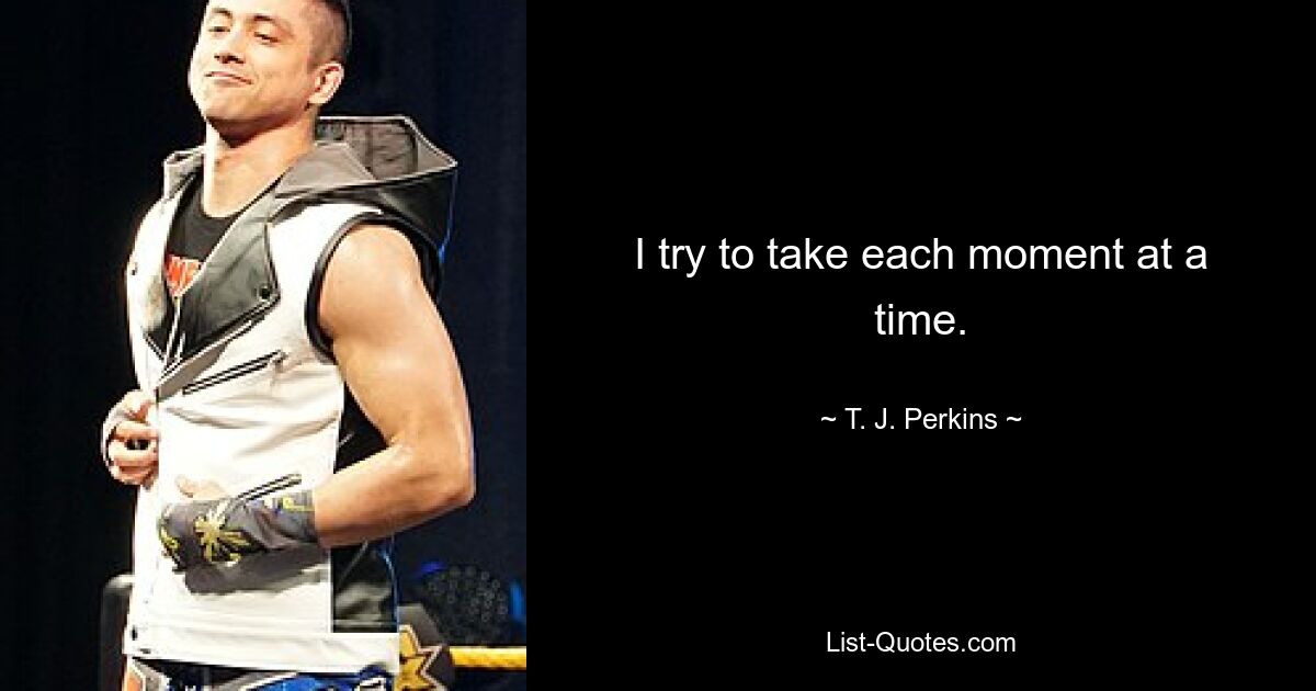 I try to take each moment at a time. — © T. J. Perkins