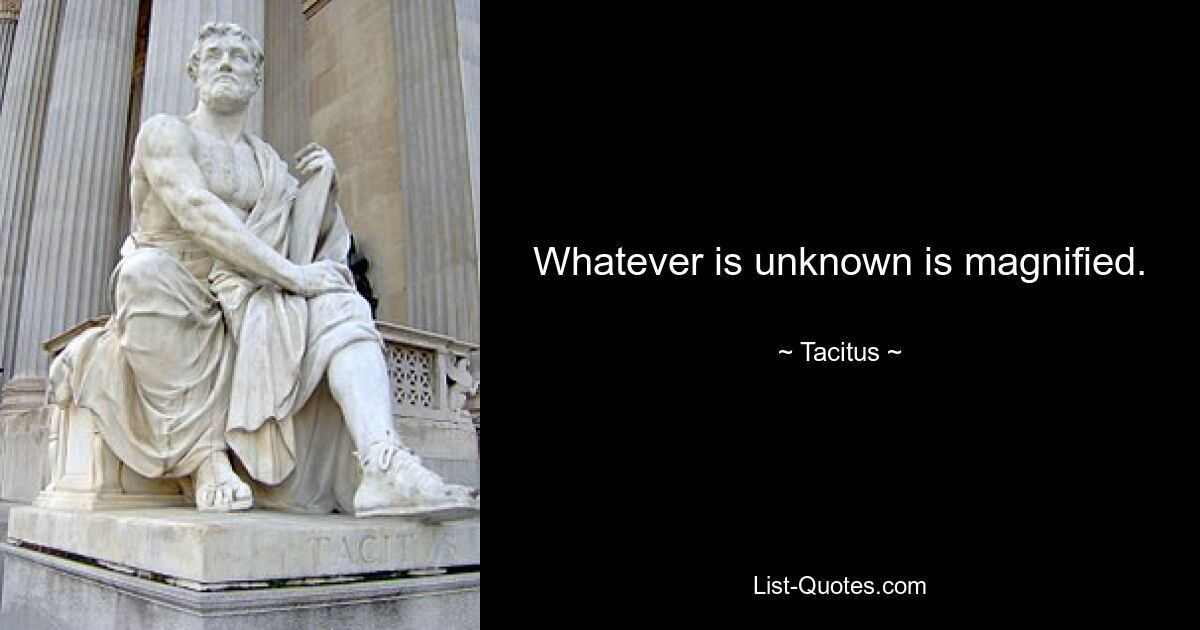 Whatever is unknown is magnified. — © Tacitus