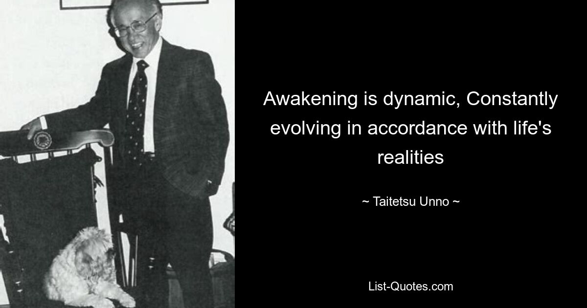 Awakening is dynamic, Constantly evolving in accordance with life's realities — © Taitetsu Unno