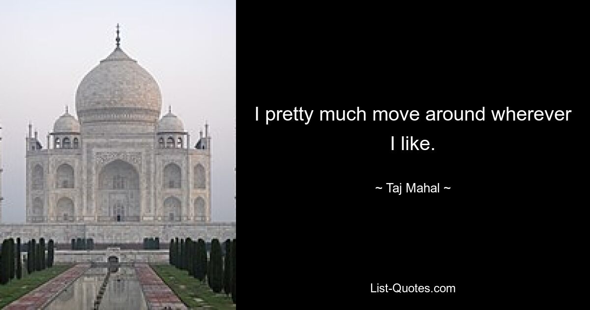 I pretty much move around wherever I like. — © Taj Mahal