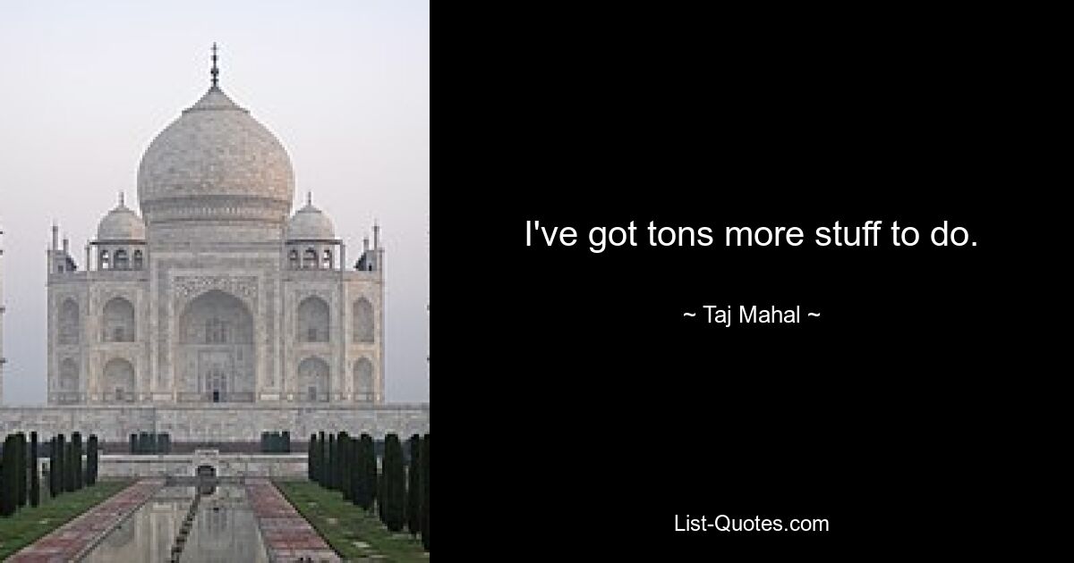 I've got tons more stuff to do. — © Taj Mahal