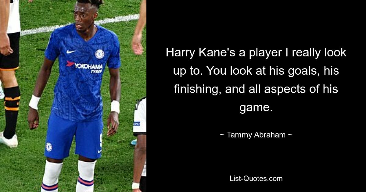 Harry Kane's a player I really look up to. You look at his goals, his finishing, and all aspects of his game. — © Tammy Abraham