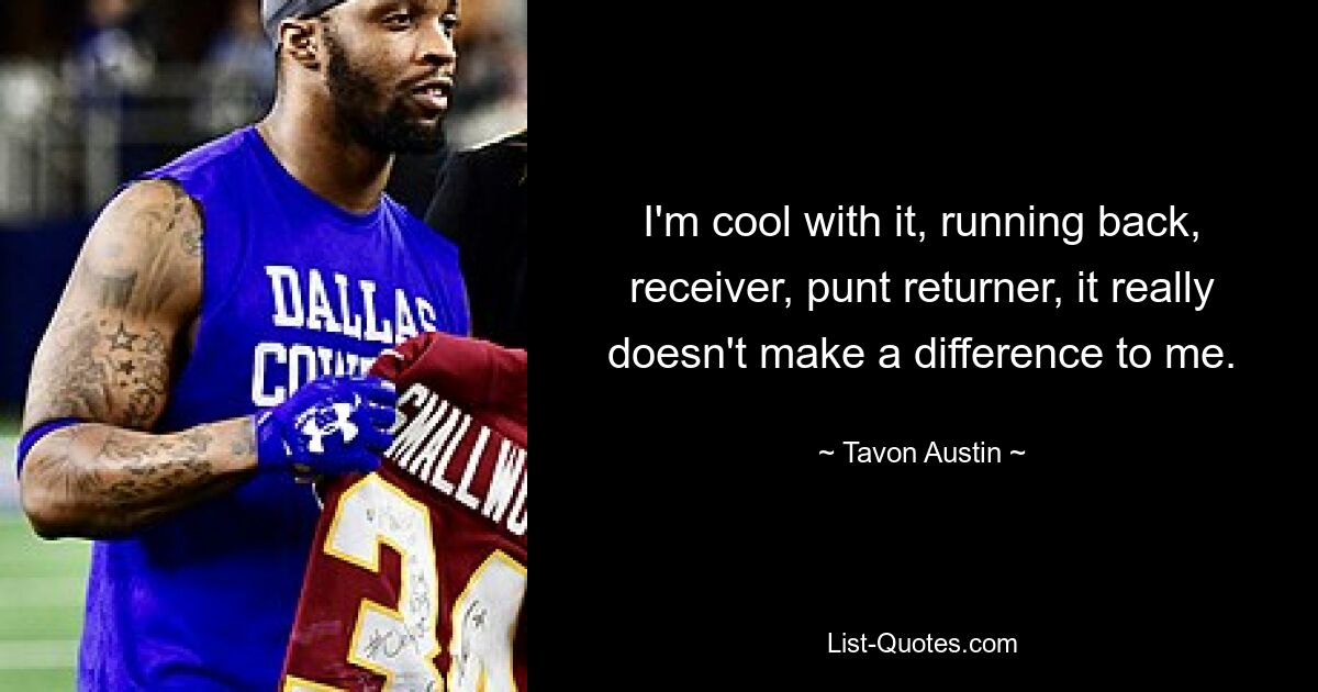 I'm cool with it, running back, receiver, punt returner, it really doesn't make a difference to me. — © Tavon Austin