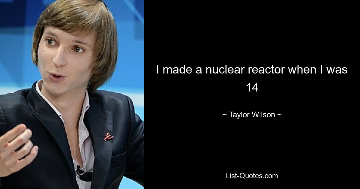 I made a nuclear reactor when I was 14 — © Taylor Wilson