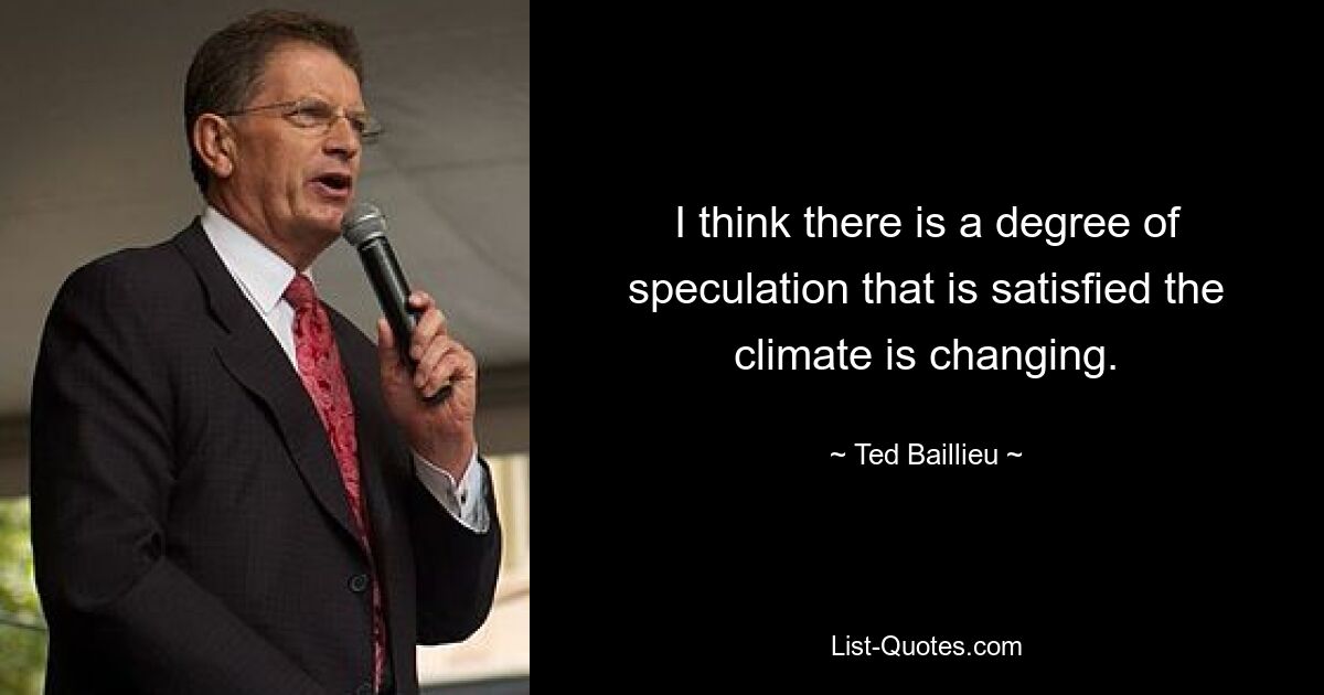 I think there is a degree of speculation that is satisfied the climate is changing. — © Ted Baillieu