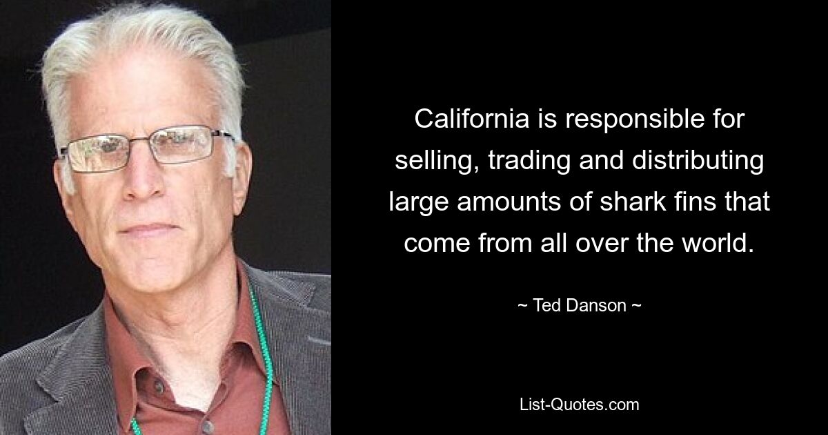 California is responsible for selling, trading and distributing large amounts of shark fins that come from all over the world. — © Ted Danson