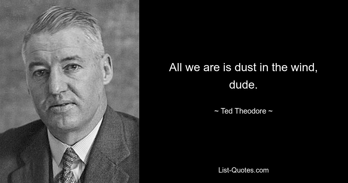 All we are is dust in the wind, dude. — © Ted Theodore