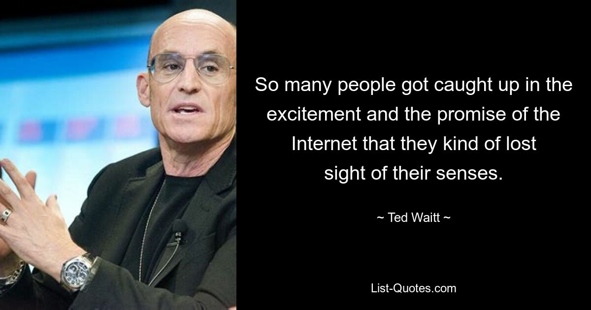 So many people got caught up in the excitement and the promise of the Internet that they kind of lost sight of their senses. — © Ted Waitt