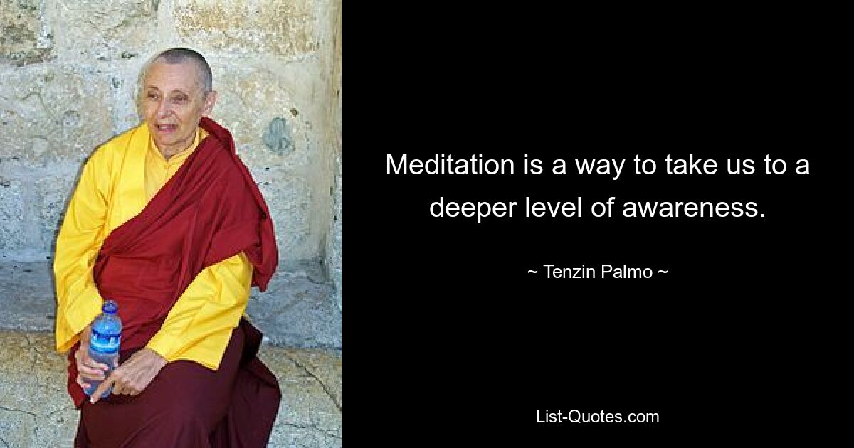 Meditation is a way to take us to a deeper level of awareness. — © Tenzin Palmo