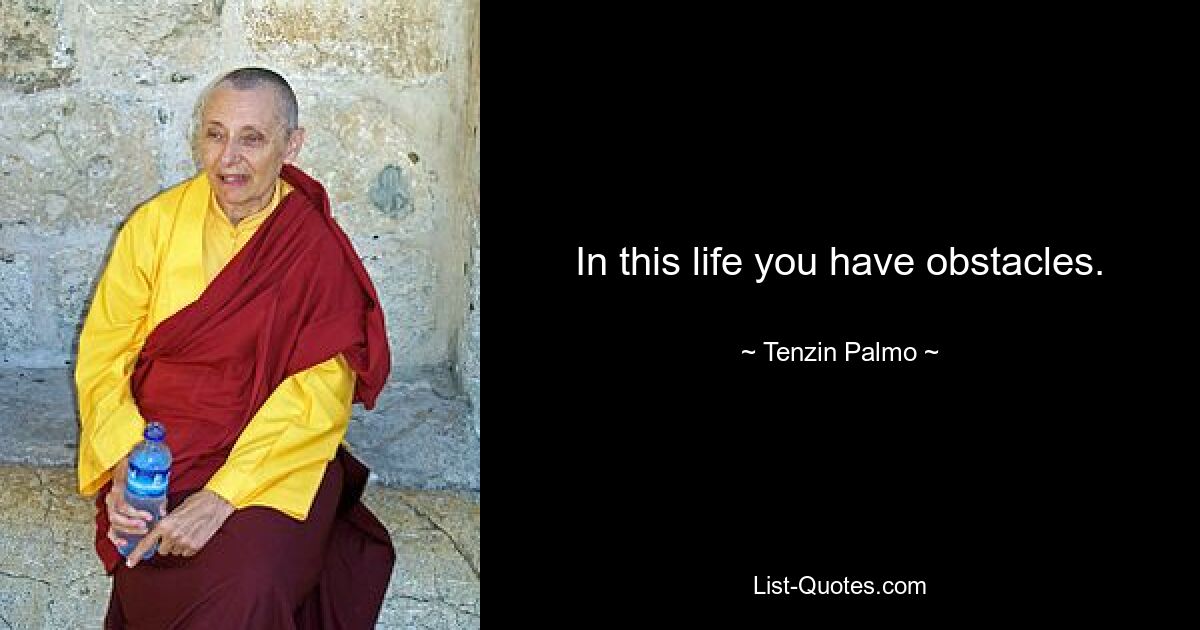 In this life you have obstacles. — © Tenzin Palmo