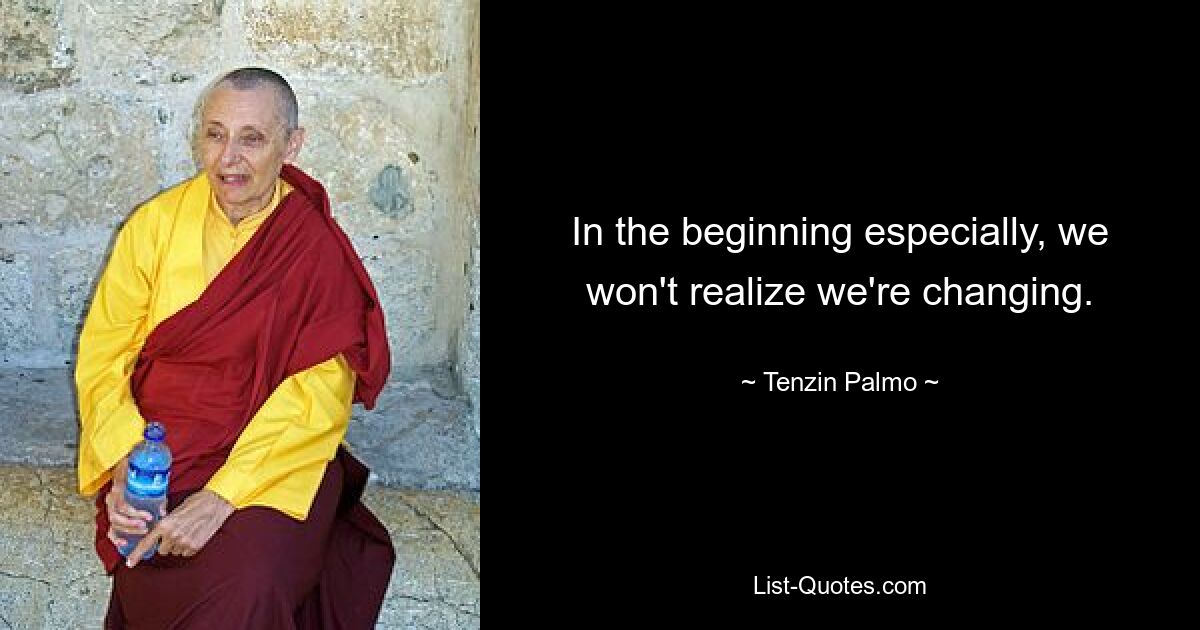 In the beginning especially, we won't realize we're changing. — © Tenzin Palmo