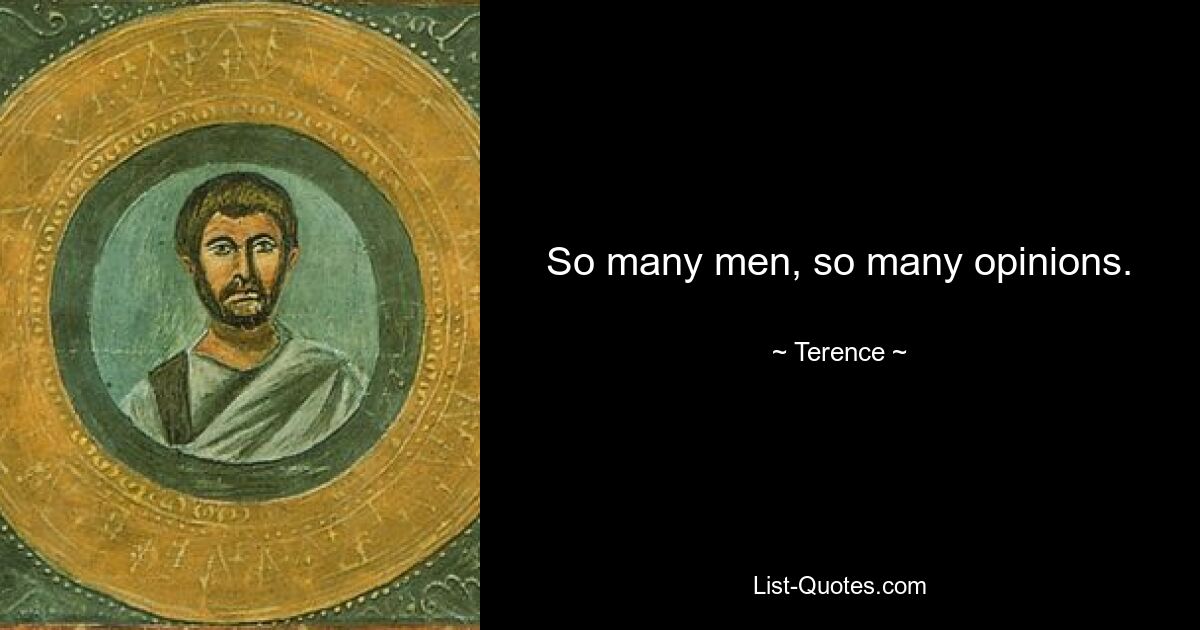 So many men, so many opinions. — © Terence