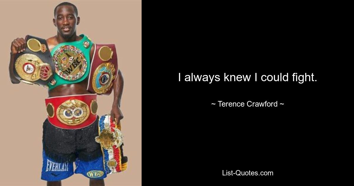 I always knew I could fight. — © Terence Crawford