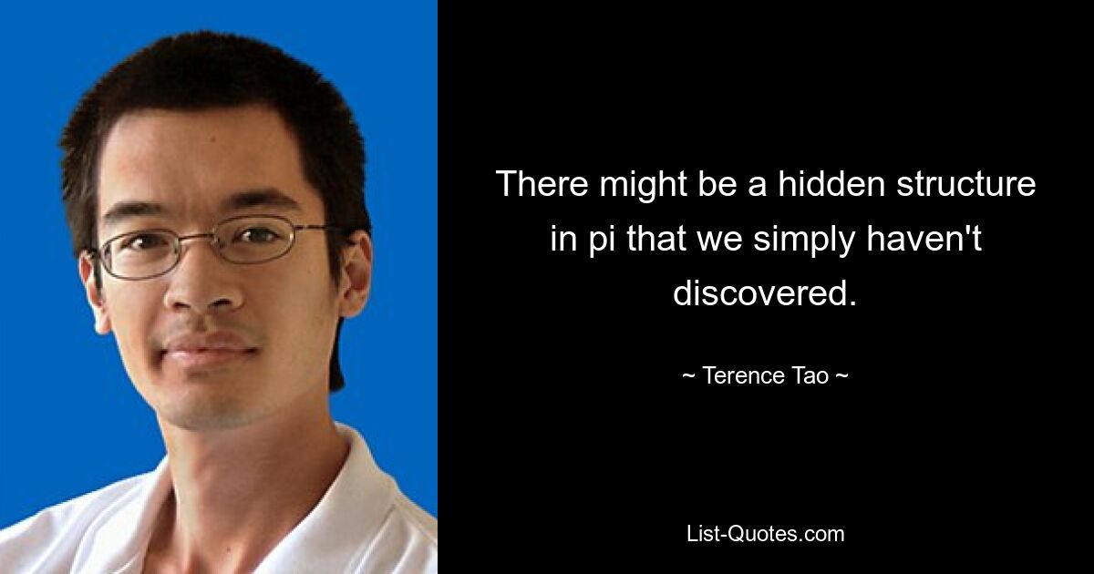 There might be a hidden structure in pi that we simply haven't discovered. — © Terence Tao