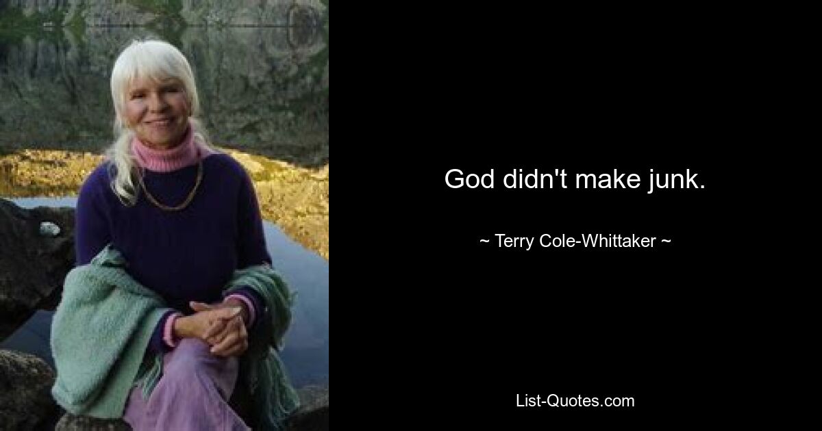 God didn't make junk. — © Terry Cole-Whittaker