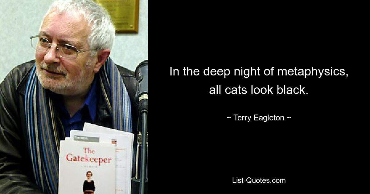 In the deep night of metaphysics, all cats look black. — © Terry Eagleton