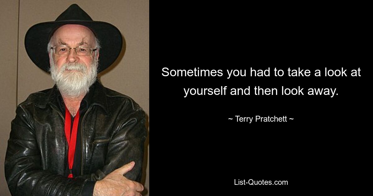 Sometimes you had to take a look at yourself and then look away. — © Terry Pratchett