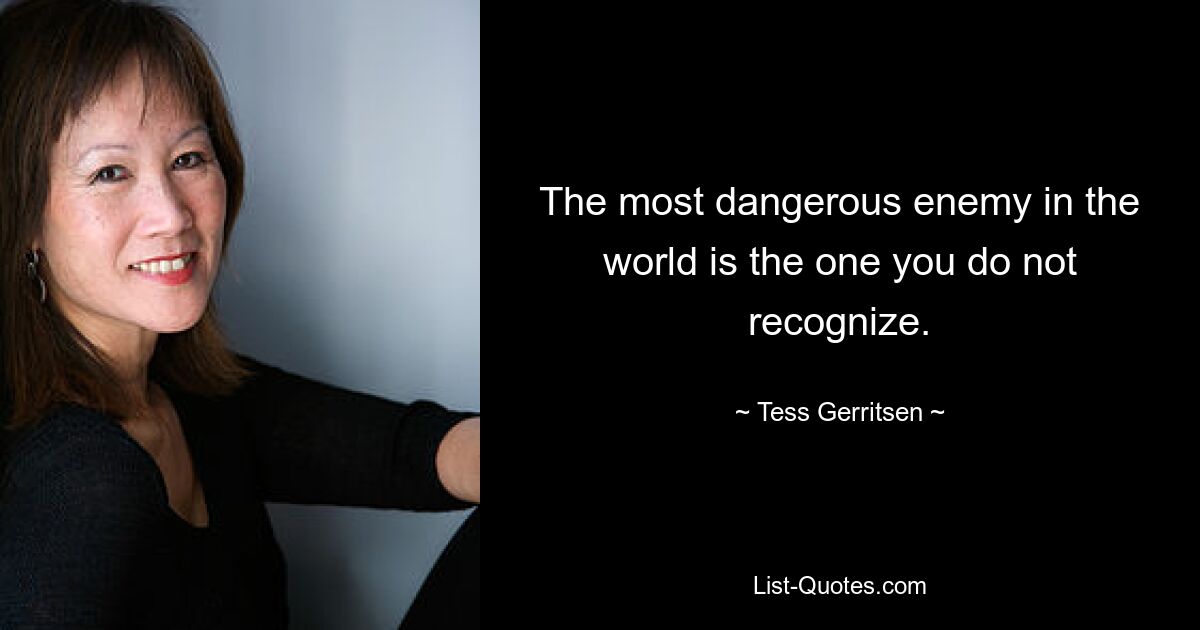 The most dangerous enemy in the world is the one you do not recognize. — © Tess Gerritsen