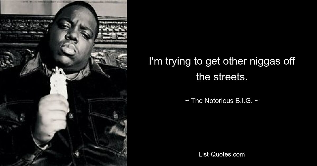 I'm trying to get other niggas off the streets. — © The Notorious B.I.G.