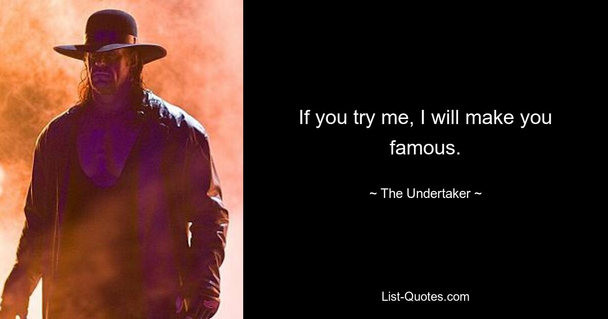 If you try me, I will make you famous. — © The Undertaker