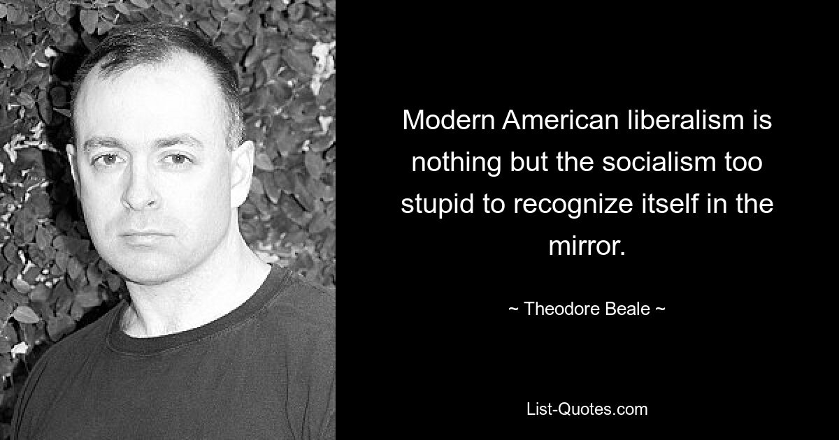 Modern American liberalism is nothing but the socialism too stupid to recognize itself in the mirror. — © Theodore Beale