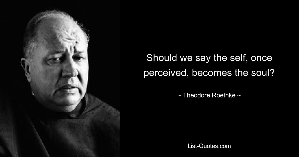 Should we say the self, once perceived, becomes the soul? — © Theodore Roethke