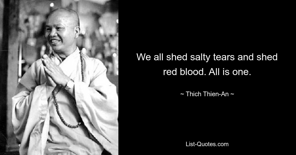 We all shed salty tears and shed red blood. All is one. — © Thich Thien-An