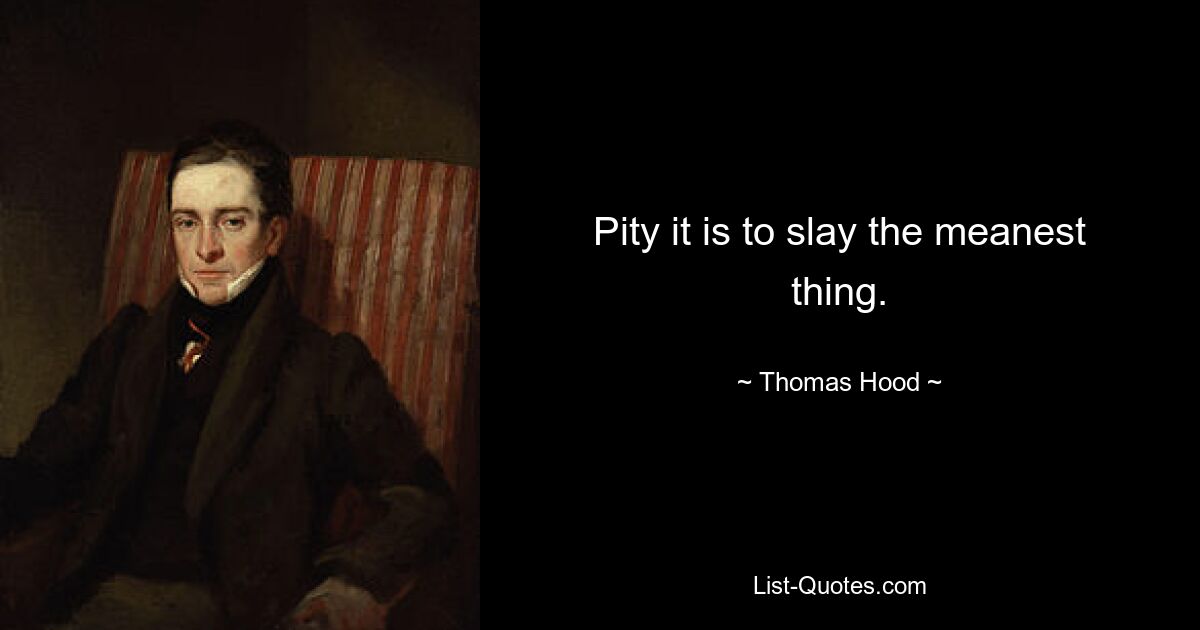 Pity it is to slay the meanest thing. — © Thomas Hood