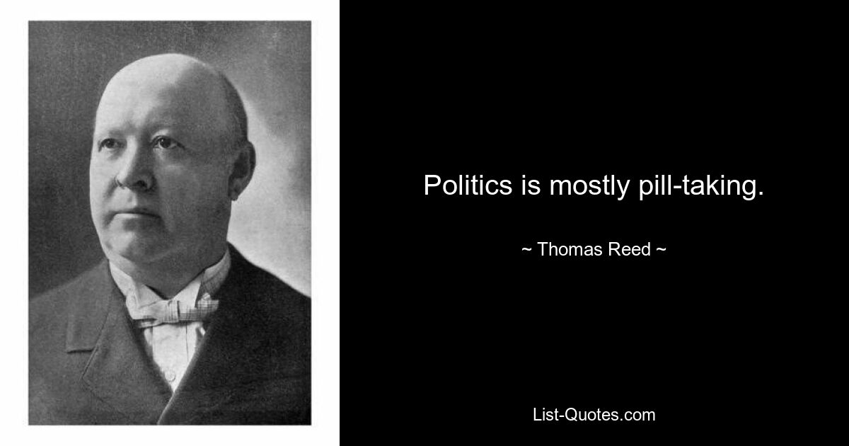 Politics is mostly pill-taking. — © Thomas Reed