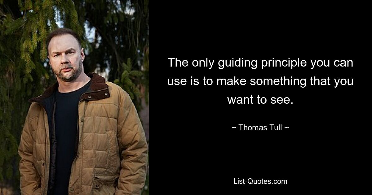 The only guiding principle you can use is to make something that you want to see. — © Thomas Tull