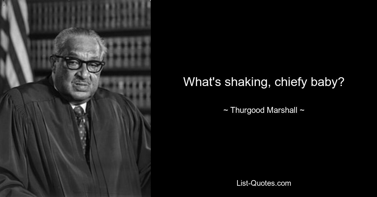 What's shaking, chiefy baby? — © Thurgood Marshall