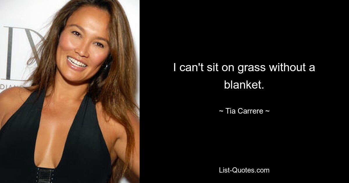 I can't sit on grass without a blanket. — © Tia Carrere