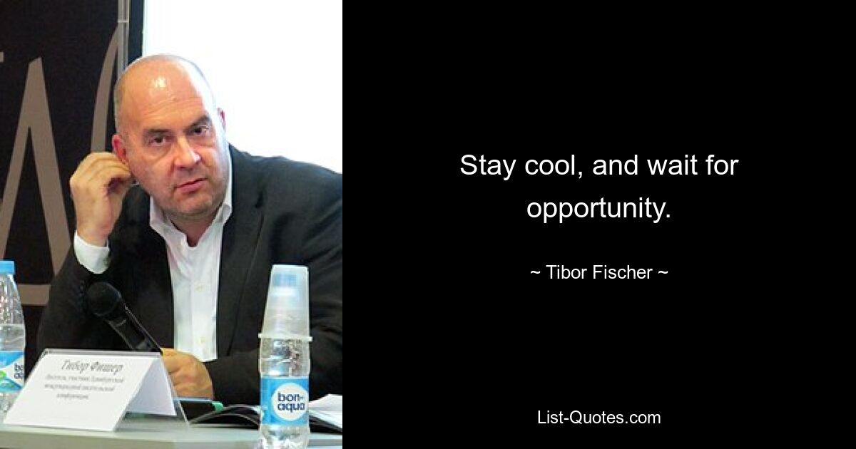 Stay cool, and wait for opportunity. — © Tibor Fischer