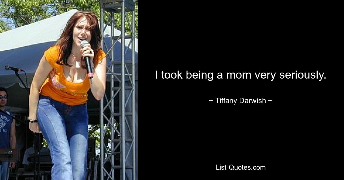 I took being a mom very seriously. — © Tiffany Darwish