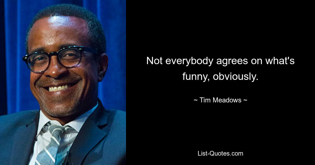 Not everybody agrees on what's funny, obviously. — © Tim Meadows