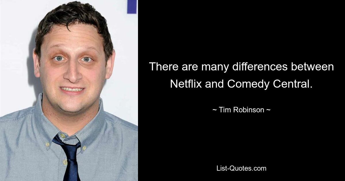 There are many differences between Netflix and Comedy Central. — © Tim Robinson