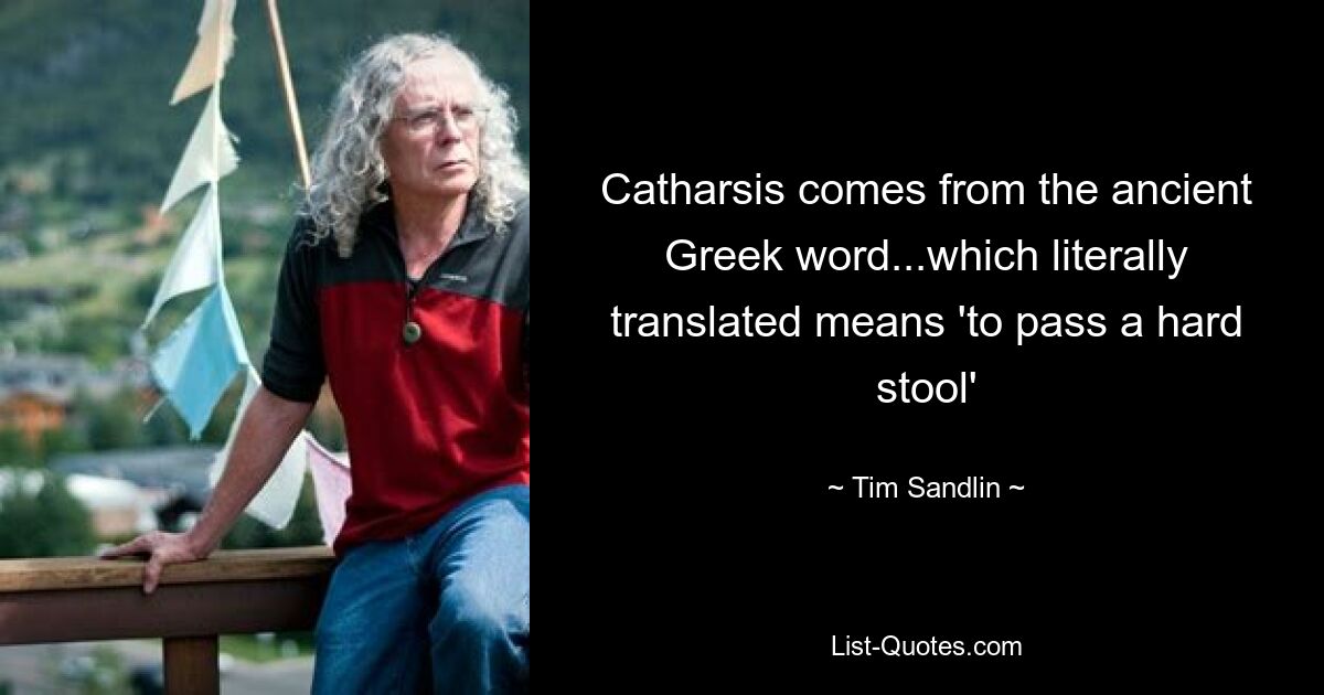 Катарсис происходит от древнегреческого слова, которое в буквальном переводе означает «испражнение твердым стулом» — © Тим Сэндлин