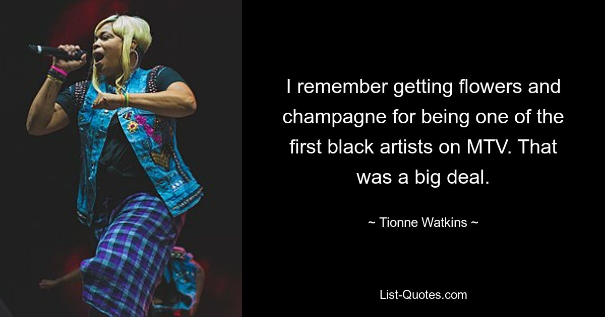 I remember getting flowers and champagne for being one of the first black artists on MTV. That was a big deal. — © Tionne Watkins