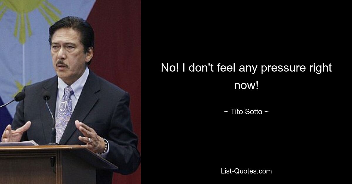 No! I don't feel any pressure right now! — © Tito Sotto