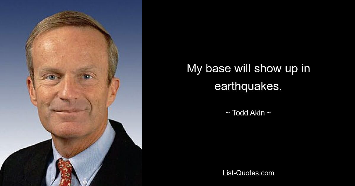 My base will show up in earthquakes. — © Todd Akin